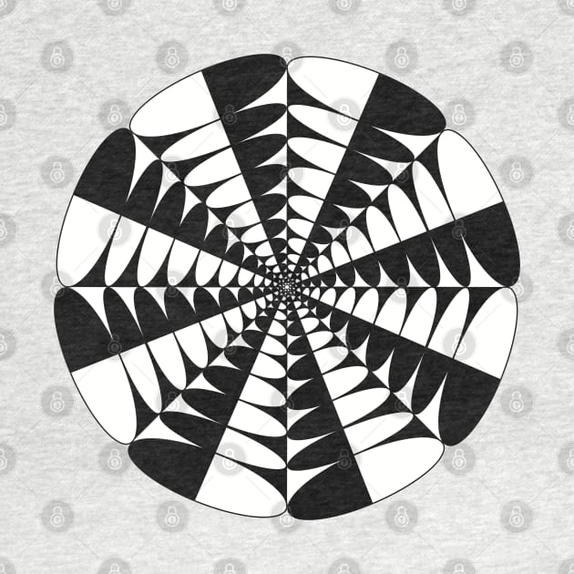 Circle Pops Mandala - Intricate Black and White Digital Illustration, Vibrant and Eye-catching Design, Perfect gift idea for printing on shirts, wall art, home decor, stationary, phone cases and more. by cherdoodles